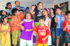 Children participate in a theatre workshop organised by the Nataraj Arts Group in Roorkee. The workshop is conducted by Vijay Raja and Narendra Ahuja
