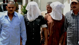 Two members of a gang of robbers held in Gurgaon on Friday.
