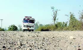 The road leading to Mansar which is in bad shape