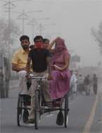 People had a tough time on roads as a duststorm hit Bathinda on Sunday evening.