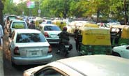 Traffic comes to a standstill due to the DPCC tea party at the partys office in New Delhi on Sunday. 