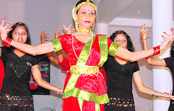 Students perform at DPS Ranipur in Haridwar on Sunday.