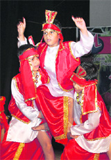 Boys perform during dance competition Aa Ja Nach Le in Jammu on Sunday.