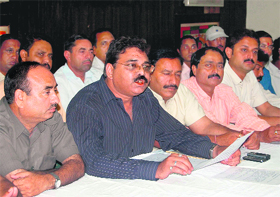 Congress councillor Ashok Verma addresses media.