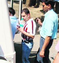 The two accused in a forgery case being produced in a court at Dharamsala 