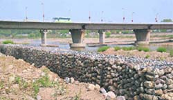 The reinforced embankments along the Tawi in Jammu