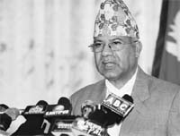 Nepalese Prime Minister Madhav Kumar Nepal delivers his first address to the nation after assuming charge in Kathmandu