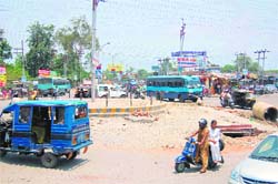 The roundabout near the ISBT, Dehradun, that has been under construction for several months.