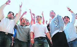 Members of the Joint Students Federation protest in Jammu 