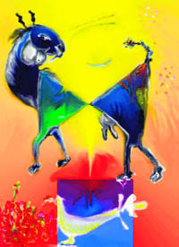 A painting from Malkit Singhs Goat series    