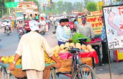 Traffic chaos is a routine at Balongi, in Kharar.