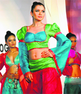 A model walks down the ramp at the annual fashion show “Anukama 09” at Tagore theatre in Chandigarh on Sunday.