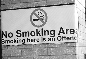 ‘No-smoking Area’ posters pasted in Mohali on Sunday.