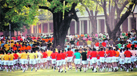 IMA cadets participate in Run for Tiger awareness campaign organised by the World Wildlife Fund at IMA on Sunday.