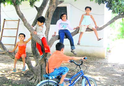 Children in Dehradun playing in the lap of nature during their summer holidays. 