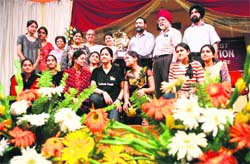 The Gandhi Nagar Womens College team in a jubilant mood after winning the Display-your-talent, 2009, trophy in Jammu on Monday.