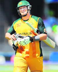 Australias Shane Watson returns to the pavilion after being dismissed against Bangladesh during a warm up match at Trent Bridge
