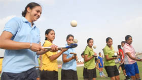 Hockey players, who have come from different regions of the state, practising during the 15-day summer camp being organised at the Sports Stadium in Bathinda on Tuesday.