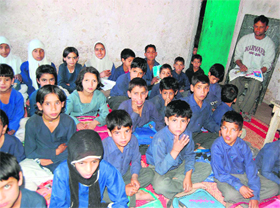 Students at Government Primary School, Beigh Mohalla, Soibugh.