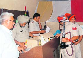 The police at a hookah bar in Ludhiana
