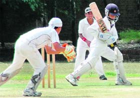 Players in action during the final of the 2nd All-India Challenger Trophy Cricket Tournament in Chandigarh