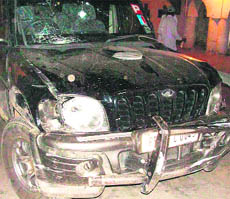 A Scorpio that was involved in an accident at Mullanpur Dakha.