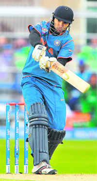 Yuvraj Singh plays a shot against Bangladesh at Trent Bridge on Saturday.