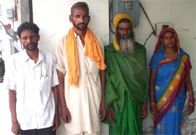 Ram Darshani (right) with her husband Prem Narain (second from right) who were reunited after ten years