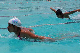 Swimmers participate in a competition at Sector-12 in Faridabad.
