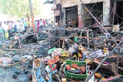 The gutted kiosks at Ram Bagh in Amritsar.