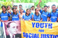 YSJ activists protest on north campus. 