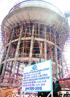 One of the 12 water tanks being built to cater to the water demand during the Maha Kumbh in Haridwar.