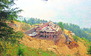 Construction of the Gandhi family house going on at Charabra near Shimla.