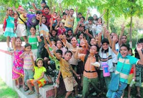 Participants of a summer workshop have fun on the concluding day