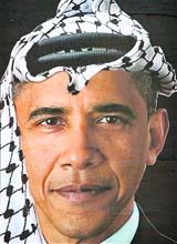 A poster, hung by an extremist right wing group, depicting 