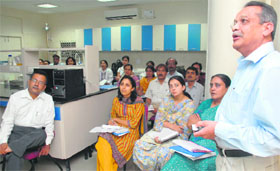 Participants during a training course in diagnosis of fungal infections at PGI in Chandigarh on Monday.