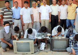The Gurgaon police presents the nine persons arrested for betting on the T20 match between Pakistan and Ireland.