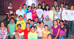 Former President APJ Abdul Kalam interacts with children at the Lal Bahadur Shastri Academy of Administration in Mussoorie on Tuesday.