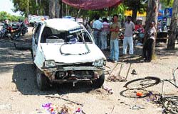A view of the chhabeel after a car knocks down several persons in Phagwara on Wednesday.