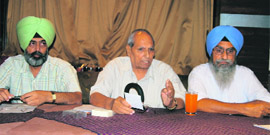 NRI Pritam Singh Deol addresses a press conference in Ludhiana on Wednesday.