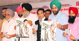 Jagdev Singh Jassowall releases music album “The Beginning” in Ludhiana on Wednesday.