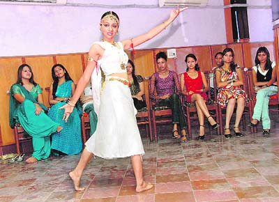 One of the participants at the Miss Super Model contest in Dehradun on Thursday. 