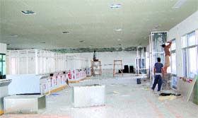 A view of the air-conditioned customs and immigration counters coming up at the Attari international railway station