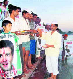 Dalits perform rituals on the occasion of Rahul Gandhi birthday in Haridwar on Friday.