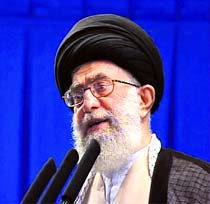 Irans supreme leader Ayatollah Ali Khamenei delivers sermon at Tehran University on Friday.
