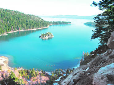 Emerald Bay, an underwater park, is one of the most popular vista points around the lake 
