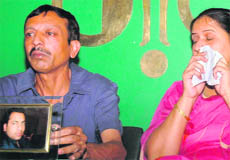The parents of Razat Garg get emotional while talking to the media about the death of their son at Chandigarh Press Club on Monday.