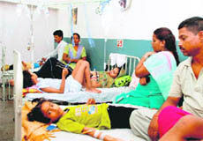 Patients with diarrhoea admitted at the Civil Hospital, Phase VI, in Mohali on Monday.