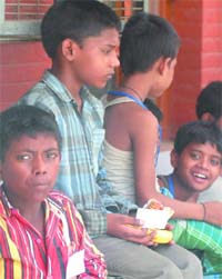 Child labourers who were rescued by Bachpan Bachao Andolan, an NGO, at Nizamuddin police station in New Delhi