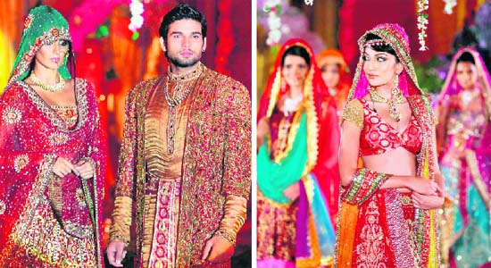 Models display designer Neeta Lullas creation during the wedding fair, Shagun 09 in Mumbai.